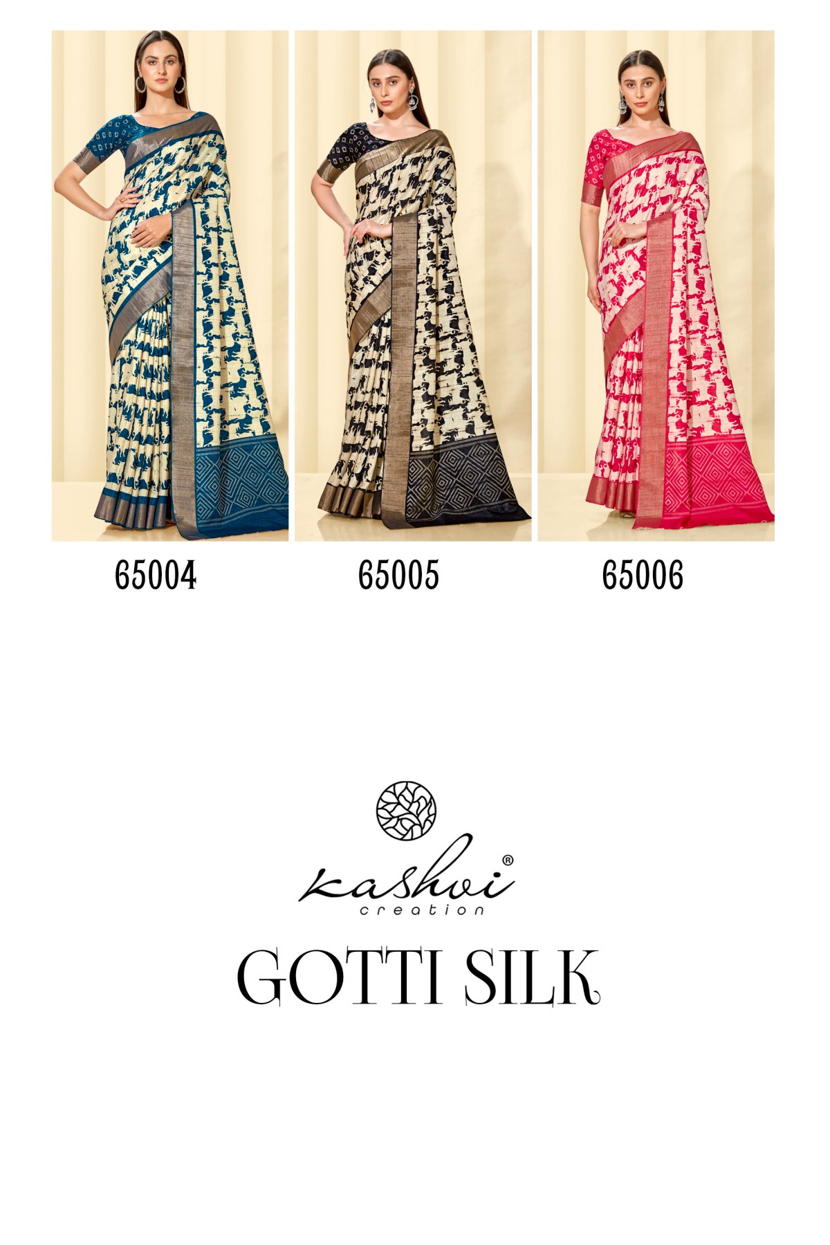 Gotti Silk By Kashvi 65001-65008 Daily Wear Sarees Catalog